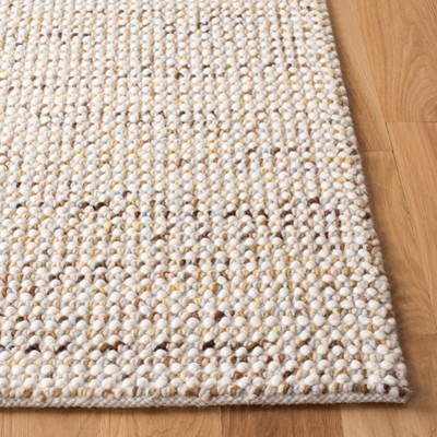 Ivory and Silver Hand-Woven Wool Runner Rug, 2'-3" x 8'