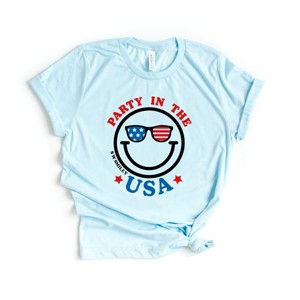 Simply Sage Market S.W.Smiley Party in the USA Smiley Face Short Sleeve Tee - 1 of 4