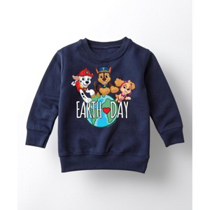 Boys' - Paw Patrol - Earth Day Globe Graphic Long Sleeve Fleece Sweatshirt - 1 of 4
