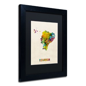 Trademark Fine Art -Michael Tompsett 'Ecuador Watercolor Map' Matted Framed Art - 1 of 4