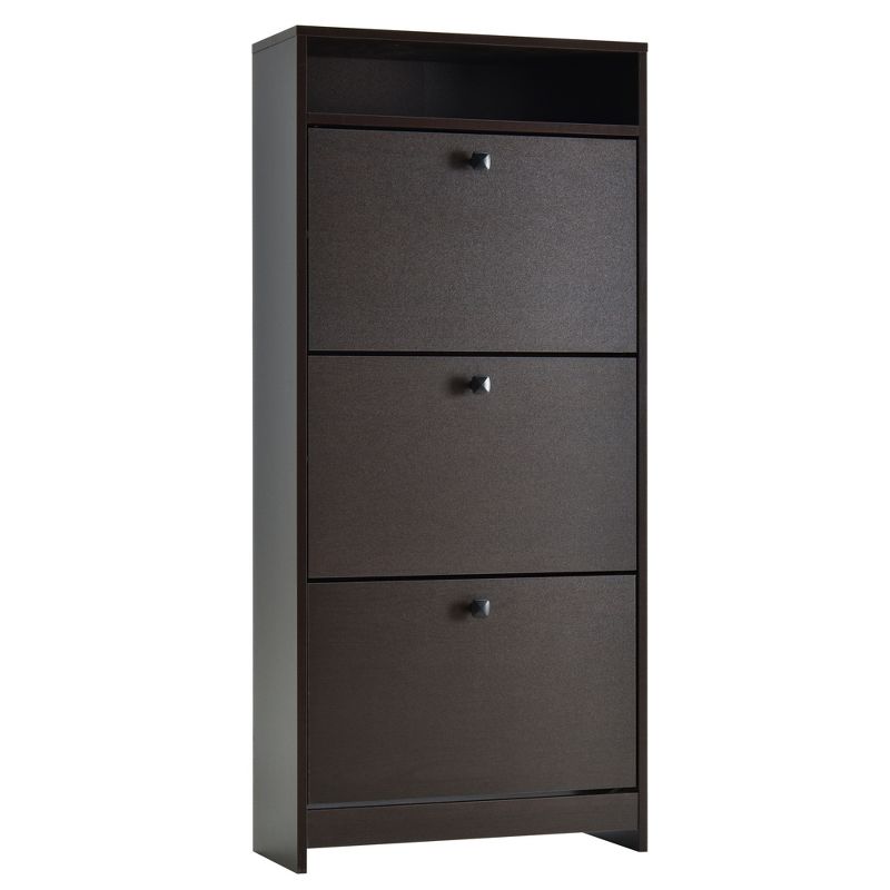HOMCOM Trendy Shoe Storage Cabinet with 3 Large Fold-Out Drawers & a Spacious Top Surface for Small Items, Espresso, 1 of 9
