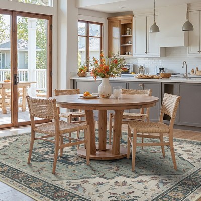 Abynow Vintage Floral Farmhouse Indoor Washable Area Rug