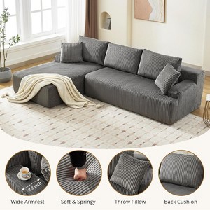 106"Cloud Modular Sectional Sofa with L-Shaped Chaise Comfy Deep Seat Corduroy Couch Modern Oversized Upholstered Couches for Living Room Apartment - 1 of 4