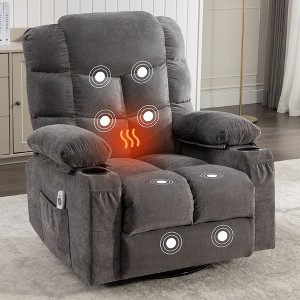 NicBex Linen Swivel Recliner Chair,Massage Chairs with 8-Point Manual Massage and Waist Heating,Modern Swivel Reclining Chairs for Living Room,Grey - 1 of 4