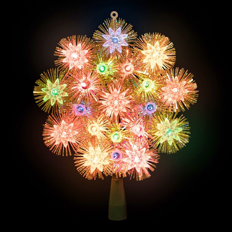 Northlight 8" Lighted Gold Retro Tinsel Snowflake Christmas Tree Topper - Multi Lights, 2 of 8