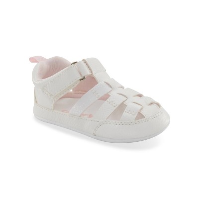 Carter's Just One You®️ Baby Girls' Olivia Pre Walker Sneakers - White 6-12M: Hook & Loop, Flexible Rubber Sole