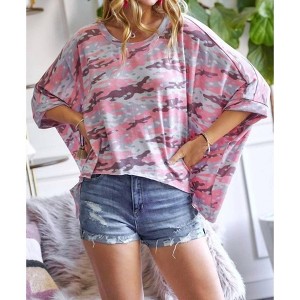 Women's Camouflage Loose Tee - ADORA - 1 of 3