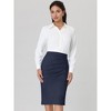 Hobemty Women's Wear to Work Elastic High Waist Pleated Bodycon Midi Skirts - 2 of 4