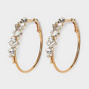 Large Glass Crystal Hoop Earrings - A New Day™