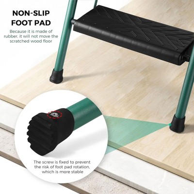 Delxo Green and Black Folding 3-Step Steel Ladder with Hand Grip