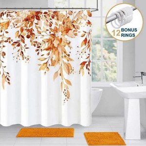 LunaLulinlk Weighted-Hem Fabric Bathroom Curtain,Orange - 1 of 4
