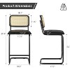 Fontoi Counter and Bar Stools, 2PCS Barstools with Rattan Back, 26 inch Stools Armless Bar Chairs with Upholstered, Black, 17.7"*8.9"*39.4" - 2 of 4