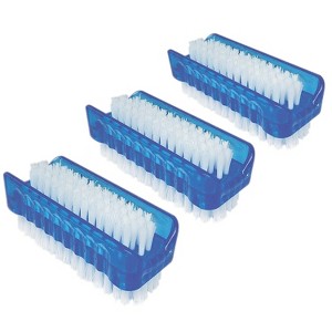 LOLA Products Classic Hand & Nail Brush, 2 Sided - Soft & Stiff, Long-Lasting, Comfortable No-Slip Grip, Cleans Hands & Fingernails, Blue, 3 Pack - 1 of 4