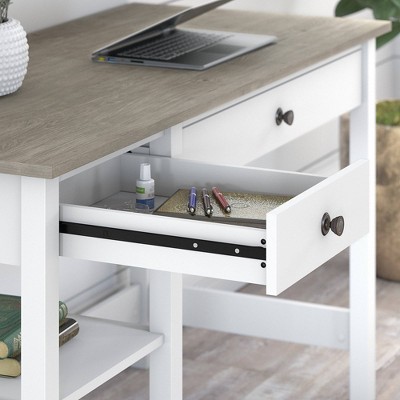 54-Inch Shiplap Gray and Pure White Wood Desk with Drawers