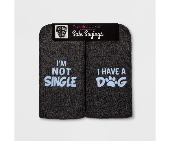Women's "I'm Not Single I Have A Dog" Terry Socks - Gray One Size