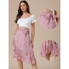 INSPIRE CHIC Women's High Waist Floral Summer Casual Ruffle Hem Tie Knot Lined A-Line Midi Skirts - 2 of 4