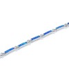 Opalata Sterling Silver Blue Inlay Opal Bars and Silver Circles Bracelet - Blue - 7 Inch - 2 of 3