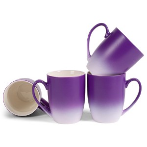 Elanze Designs Purple White Two Toned Ombre Matte 12 ounce Ceramic Stoneware Coffee Cup Mugs Set of 4 - 1 of 4