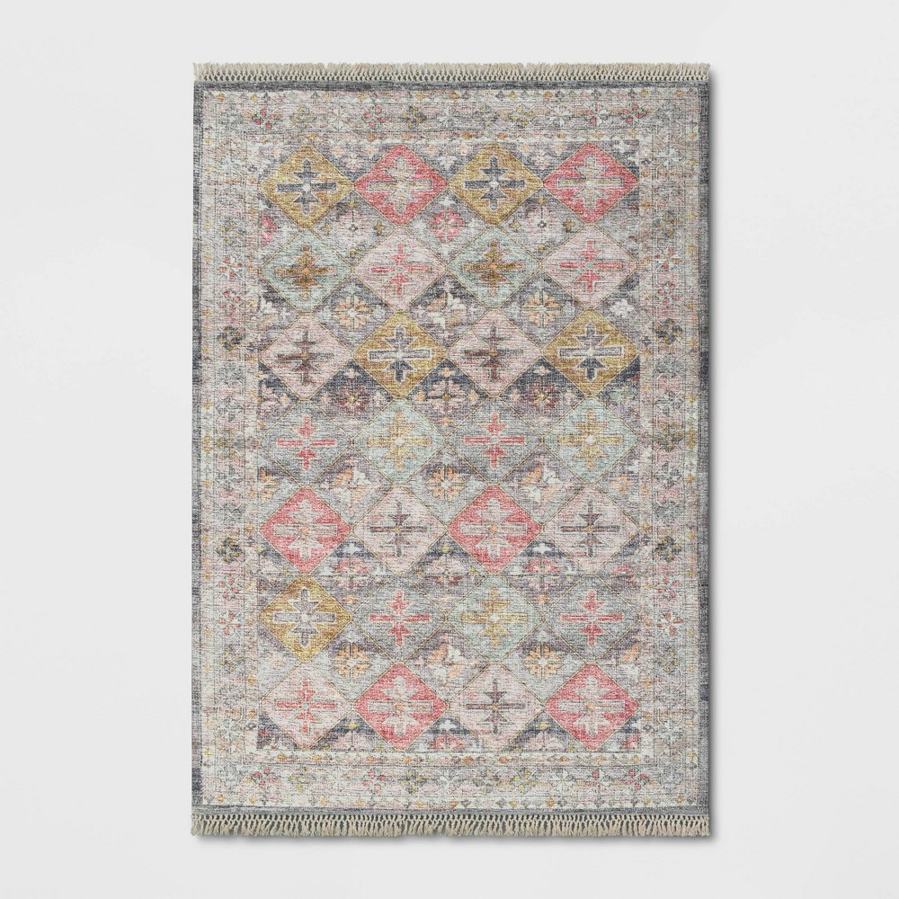 Photos - Area Rug 7'x10' Monarch Geometric Tile Printed Persian Style Rug Beige - Opalhouse™
