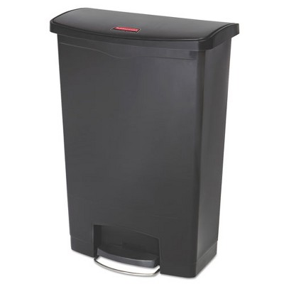 Rubbermaid Commercial Streamline Resin Step-On Container, Front Step Style, 24 gal, Polyethylene, Black