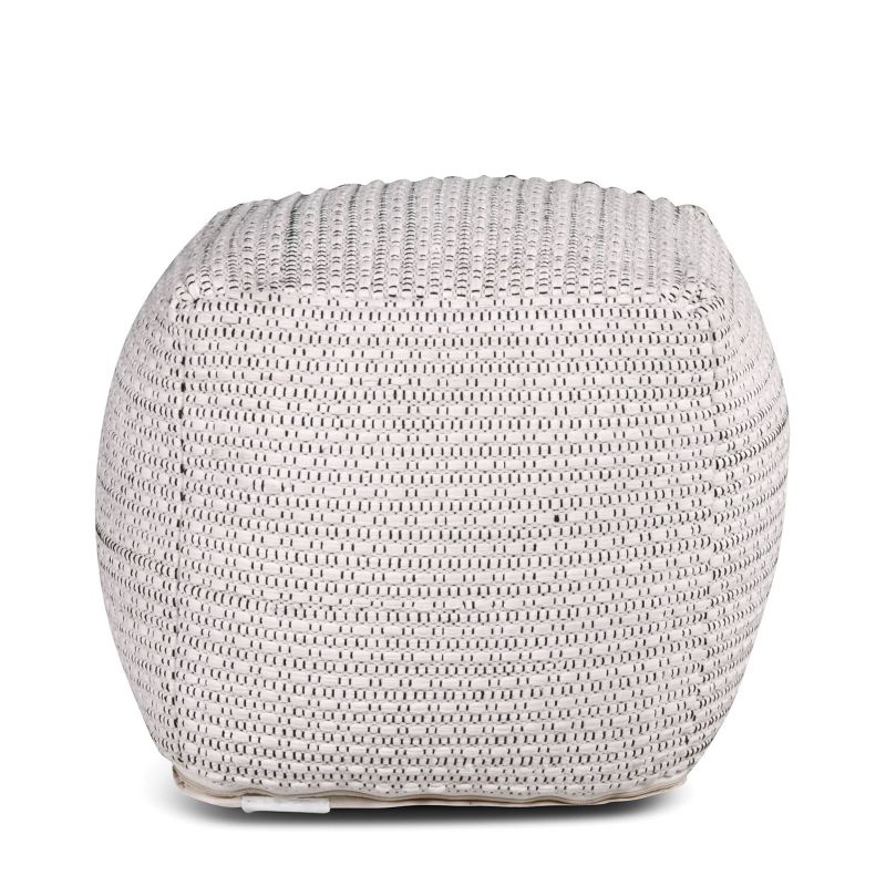 Hakim Square Handwoven Pouf Ivory - Steve Silver Co., 3 of 8
