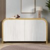 4-Door Curved Corner Cabinet with Wavy Door Panels and Adjustable Shelves, Stylish Storage for Living Room, Study, and Entryway - 4 of 4