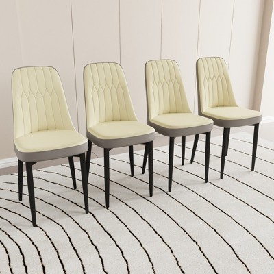 Modern Dining Chairs Set, with Thick Soft Cushions & Metal Leg, for Dining Room, Kitchen, Available in Multiple Colors