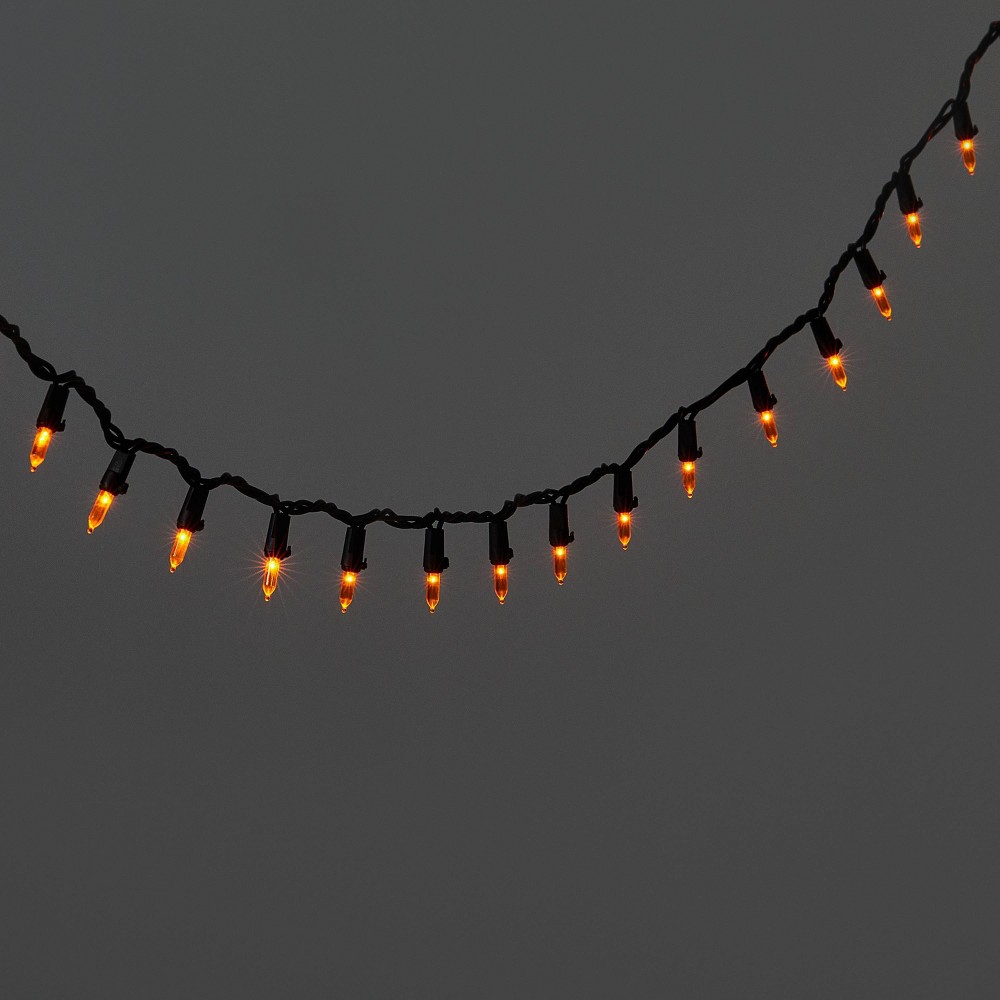 Photos - Floodlight / Street Light 100ct LED Smooth Halloween Mini String Lights Orange - Hyde & EEK! Boutiqu