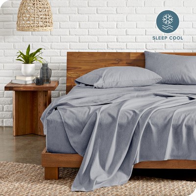 Heather Midnight Blue Twin XL Microfiber Deep Pocket Sheet Set