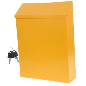 Mailbox with Key Lock, Metal Wall Mount Drop Lock Box, Locking Mailbox Hanging Secure Postbox for Front Door Office Outdoor Garden Wall Hanging Decor - 1 of 4