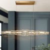 LNC Cryptography 1-Lights 42.5" Modern Luxury Linear Integrated LED Crystal Kitchen Island  Lights, Gold - 2 of 4