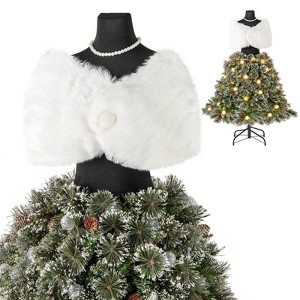 Tangkula 5FT Pre-Lit Dress Form Christmas Tree Mannequin Artificial Tree with 465 Branch Tips 50 LED Light Balls 36 Natural Pine Cones Shawl Necklace - 1 of 4