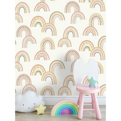 Boho Rainbow Blush and Orange Non-Pasted Kids' Wallpaper