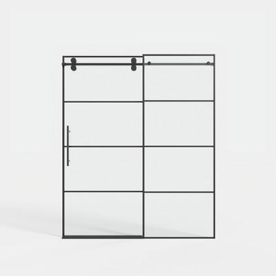 Cesicia 56-60x72 inches Matte Black Sliding Shower Door