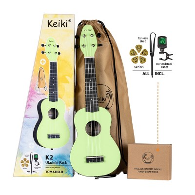 Ortega Guitars Keiki K2 Series Soprano Ukulele Pack - Includes: Tuner, Picks, Strap & Tote Bag