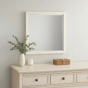 Royal Hampton Dresser Mirror, Beveled Glass, Antique White Finished Solid Wood, 38 Inch - 1 of 4