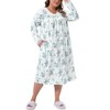Women's Plus Size Floral V Neck Long Sleeve Lace Trim Buttons Sleepwear Soft Full Nightdress Nightgown with Pocket - Agnes Orinda - 2 of 4