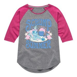 Girls' - Lilo and Stitch - Scrump Summer -Toddler And Youth Girls Shirt Tail Raglan Shirt Tail Raglan Graphic T-shirt - 1 of 3