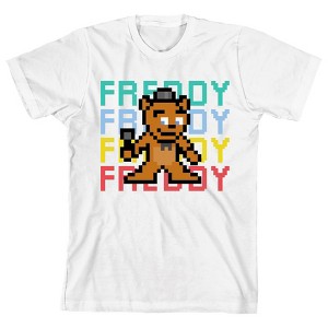 Five Nights at Freddy's Pixelated Freddy Bear Youth White Graphic Tee - 1 of 2