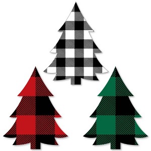 Big Dot of Happiness Holiday Plaid Trees - DIY Shaped Buffalo Plaid Christmas Party Cut-Outs - 24 Count - 1 of 4