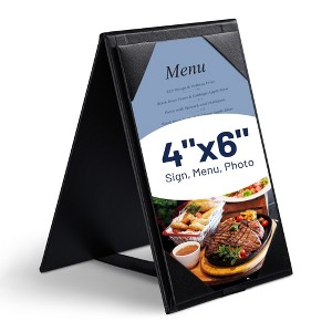WeChef 10Packs 4"x 6" Double-sided Table Tent Holder Menu Holder A-Frame Restaurant Black - 1 of 4