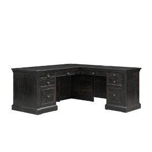 Kingston Traditional Wood L-Desk & Return with Mottled Antique Hardware - Martin Furniture - 1 of 4