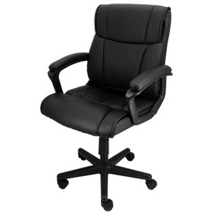 Elama Mid Back Adjustable Faux Leather Office Chair in Black - 1 of 4