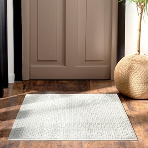 Luxe Weavers Solid Cream White Textured Area Rug - 1 of 4