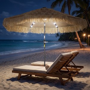 hula patio umbrella EasyGo layer fabric for extra sun protection 9ft Hula Thatched Tiki Patio