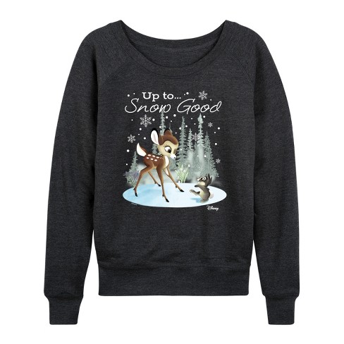 Women s Disney Christmas Up To Snow Good Lightweight French Terry Slouchy Heather Charcoal X large Target