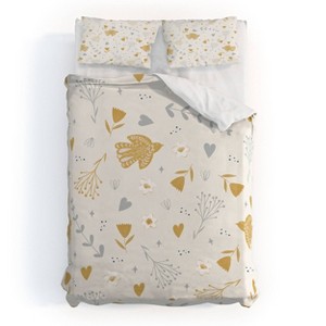Deny Designs 3pc Queen Menina Lisboa Folk Nordic Bird Duvet and Sham Set - 1 of 4