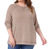 Women's Plus Size Crew Neck Long Sleeve Side Split Shirt Casual Ribbed Knit Blouse - Agnes Orinda - 2 of 4