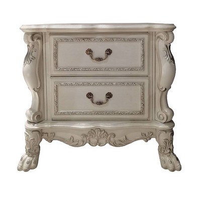 Dresden II Bone White 2-Drawer Ornate Nightstand