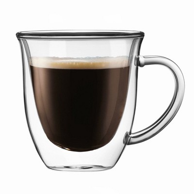 JoyJolt Serene Double Wall Insulated Glasses - Set of 4 Coffee/Tea Glass Mugs- 7.4 oz